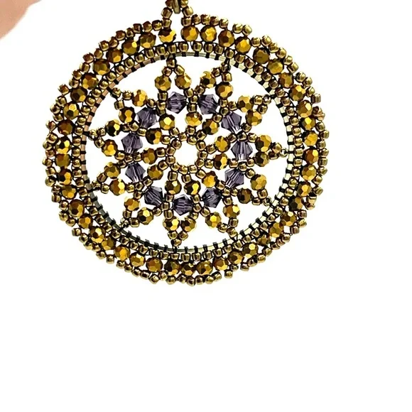 HAND CRAFTED Statement Pendant with Bronze Gold and Purple - Picture 6 of 11